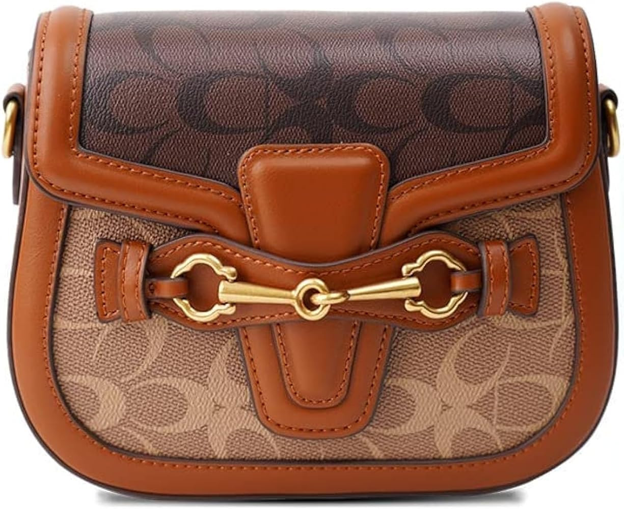Women Small Crossbody Bags Women Golden Buckle Leather Purse Handbag Fashion Design (coffee&brown... | Amazon (US)