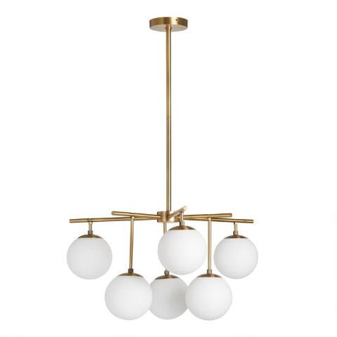 Gold Metal and Glass Globe 6 Light Josie Chandelier | World Market