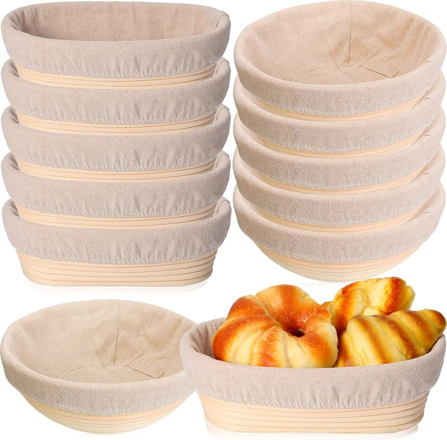 Set of 12 Proofing Basket, 10 Inch Round Oval Cane Bread Proofing Baskets with Sourdough Bread Ba... | Amazon (US)