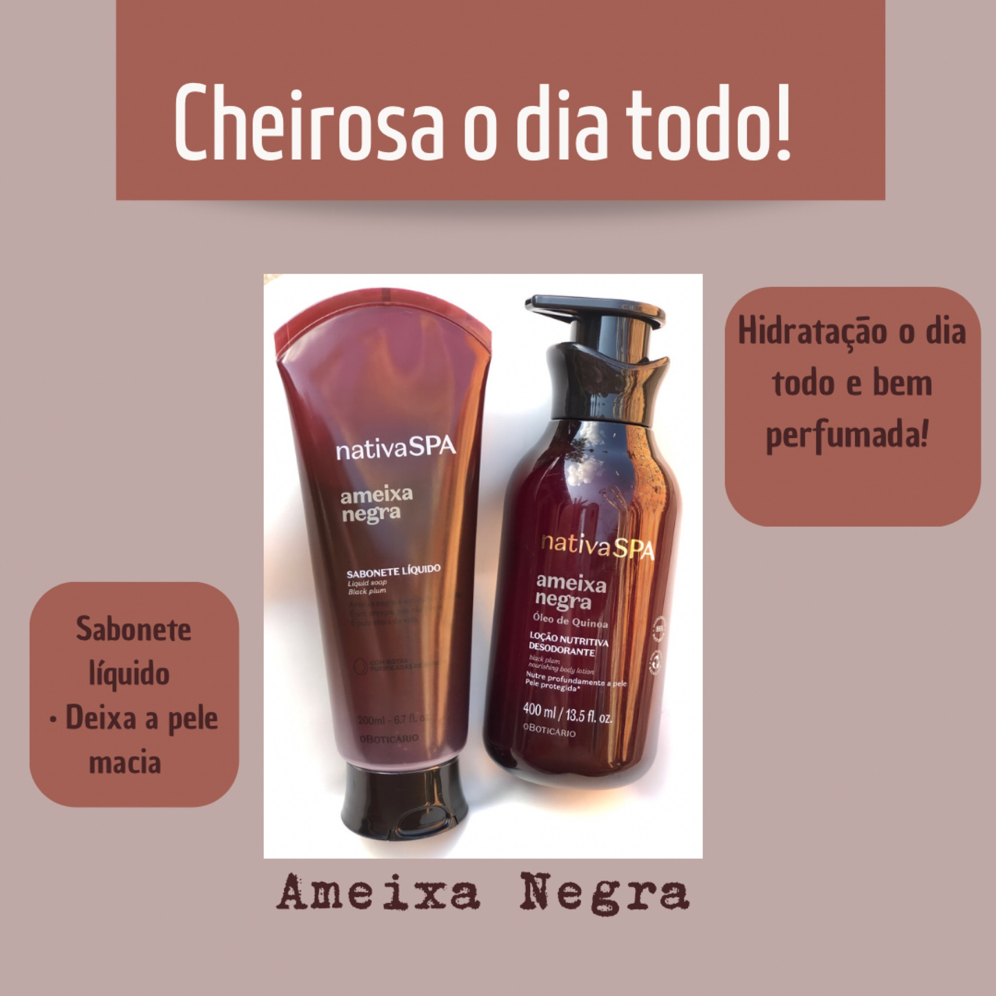 PELE CHEIROSA E HIDRATADA 

Essa dupla maravilhosa de Sabonete líquido e Hidratante corporal na fragrância AMEIXA NEGRA de 
OBoticário é a combinação infalível para uma pele hidratada e cheirosa o dia todo! 
#ltkacademy

#LTKtravel #LTKbeauty #LTKbrasil