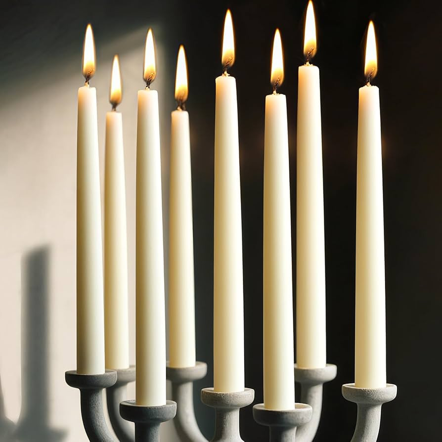 Beeswax Taper Candles White, 9 Inch Natural Beeswax Long Candle Sticks, 10 Hours Burn Time, Smoke... | Amazon (US)