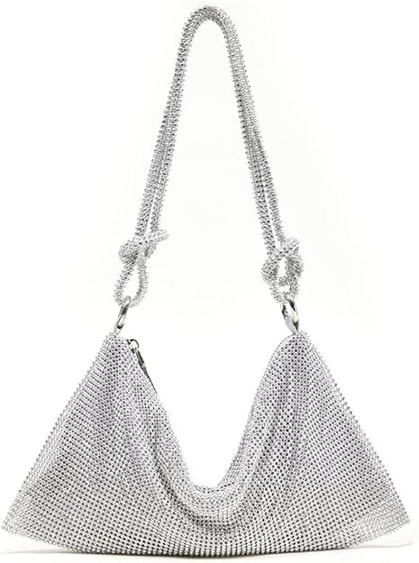 Amazon.com: Women Rhinestone Handbag Chic Evening Purse Shiny Hobo bags Silver : Clothing, Shoes ... | Amazon (US)