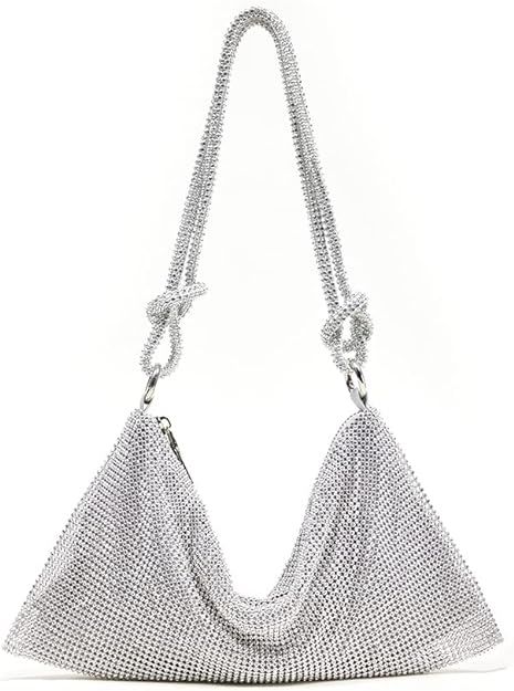 Amazon.com: Women Rhinestone Handbag Chic Evening Purse Shiny Hobo bags Silver : Clothing, Shoes ... | Amazon (US)