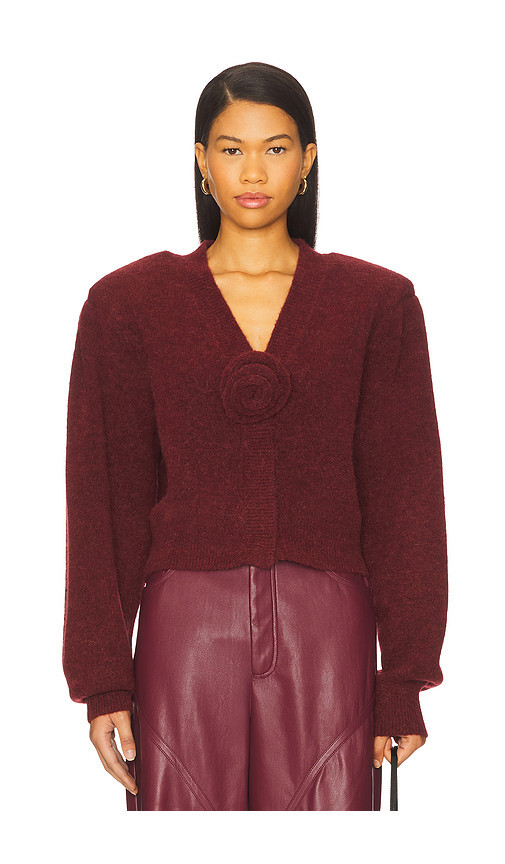 ROTATE Knit Puffsleeve Cardigan in Burgundy. Taglia S. Also in L. | Revolve Clothing (Global)