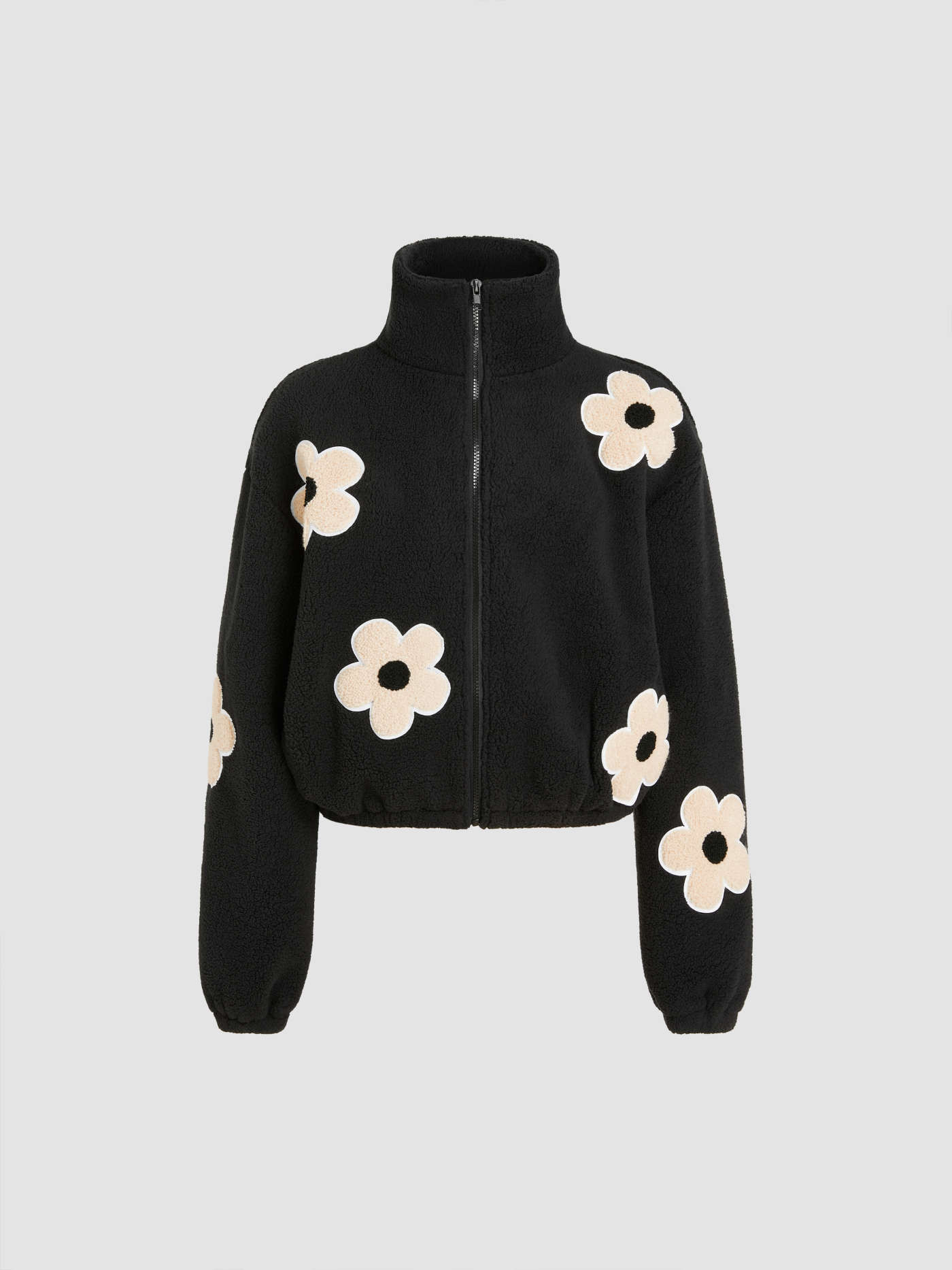 Fleece Floral Fleece Zipper Front Jacket For School Daily Casual Outdoor | Cider