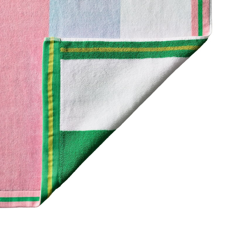 Better Homes & Gardens Coastal Resort Cotton Blend Beach Towel, 40 x 72 in, Pink & Green | Walmart (US)