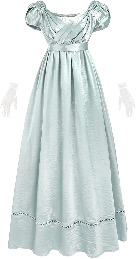 FCCAM Regency Dresses for Women Empire Waist Victorian Dress Short Sleeve Regency Ball Gown with ... | Amazon (US)