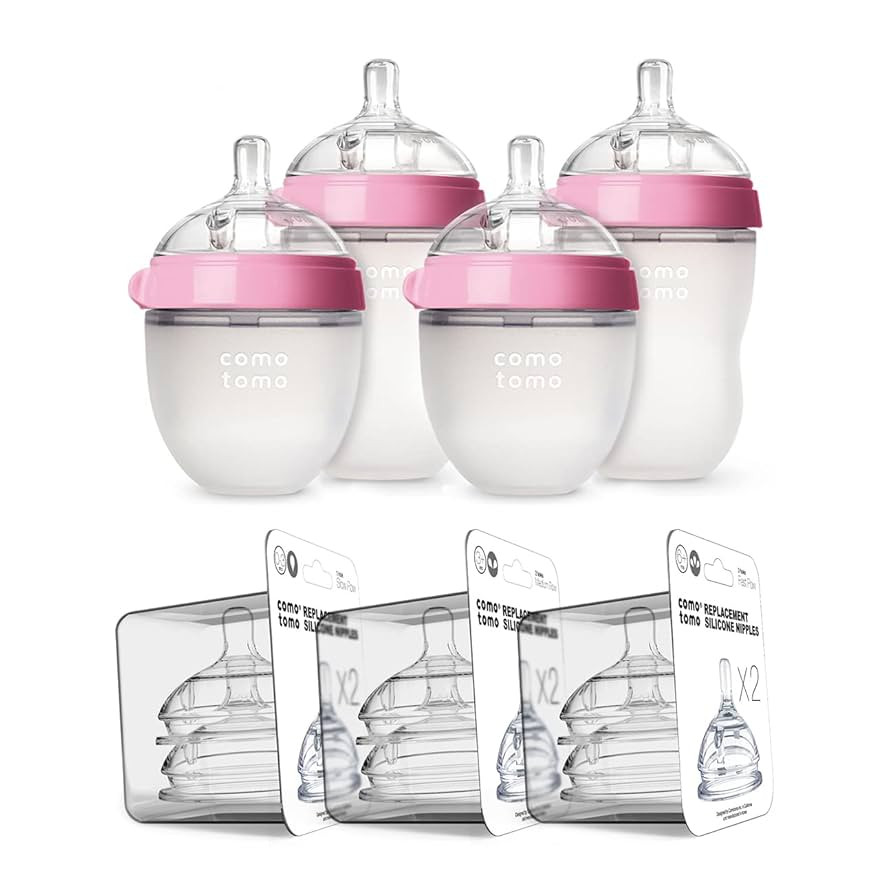 Comotomo Baby Bottle Bundle, Pink, (7 Piece Set) | Amazon (US)