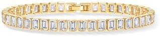PAVOI 14K Gold Plated Tennis Bracelets for Women - Bezel Set Cubic Zirconia Bracelet - Simulated ... | Amazon (US)