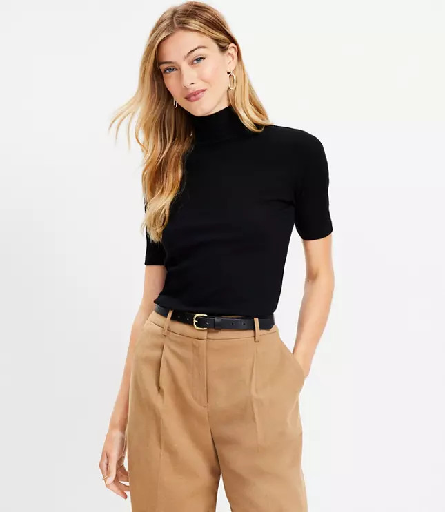 Ribbed Mock Neck Top | LOFT