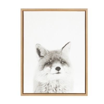 Kate & Laurel 24"x18" Sylvie Fox And Portrait By Simon Te Tai Framed Wall Canvas Wood | Target