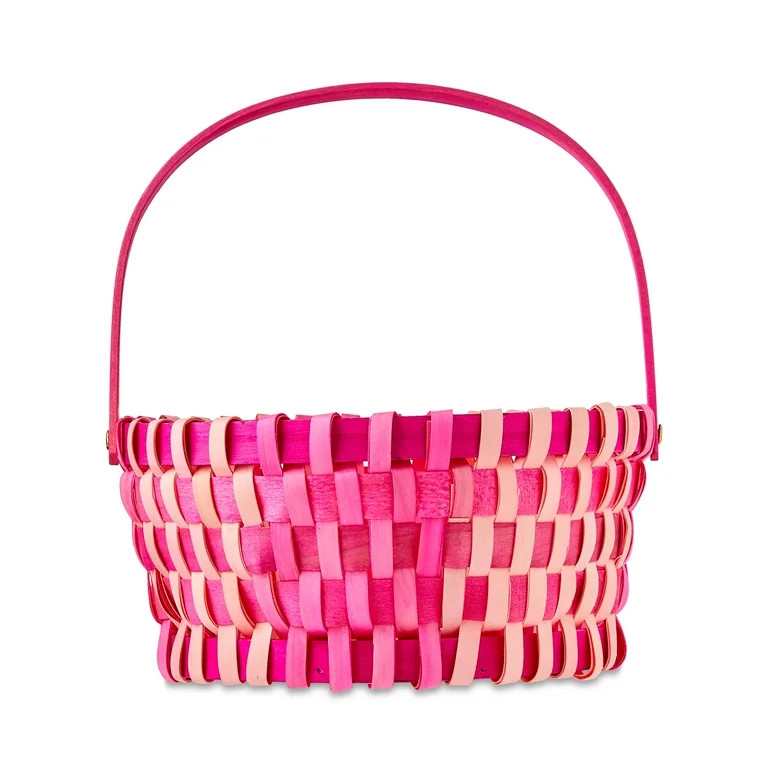 Easter Round Pink Woodchip Basket, 10 in x 12 in, by Way To Celebrate | Walmart (US)