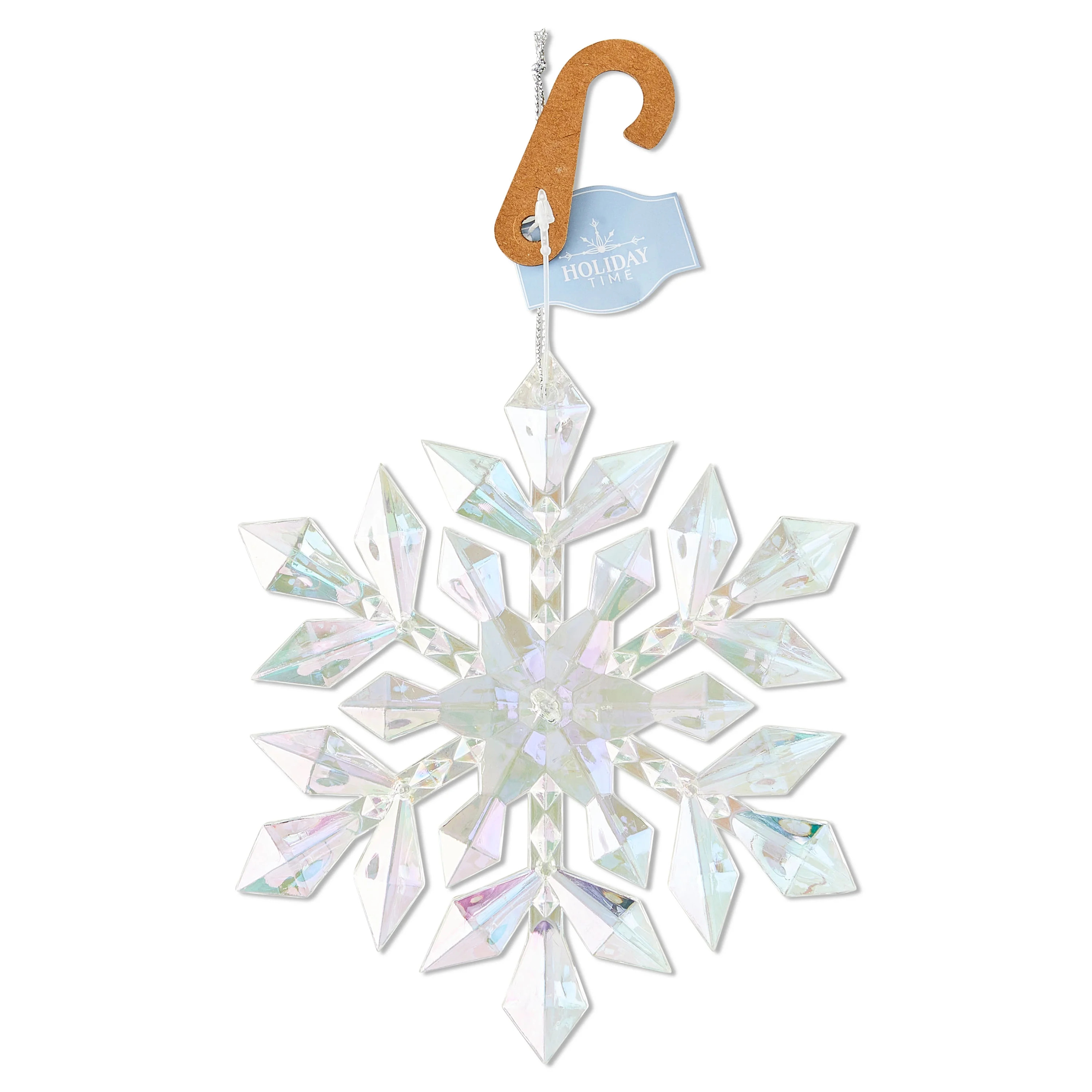 Iridescent Clear Snowflake Christmas Ornament, Modern Frost Theme, 5.5", by Holiday Time | Walmart (US)