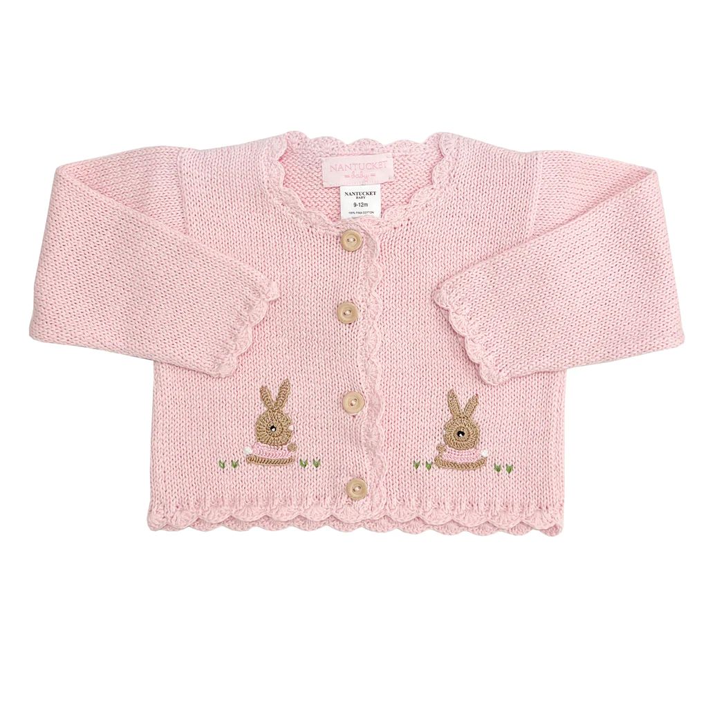 Crochet Bunny Pima Cardigan-Primrose | NANTUCKET KIDS