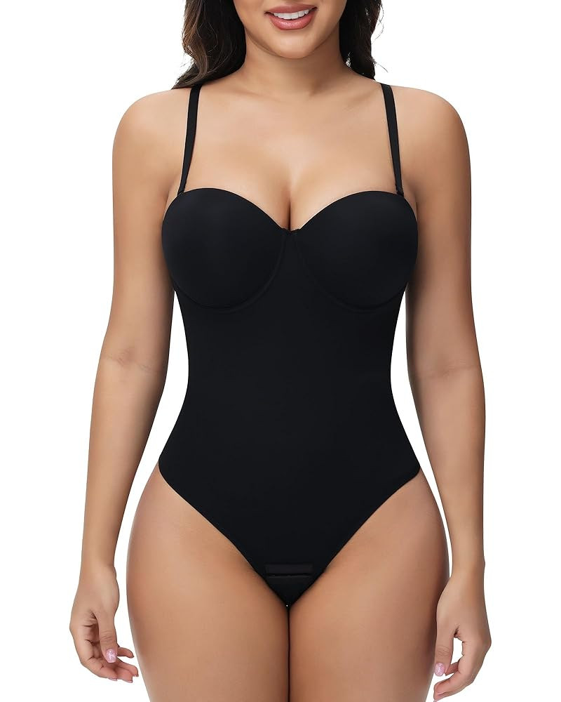 SHAPERIN Women's Tummy Control Shapewear Bodysuits Strapless Low Back Body Shaper with Built-in B... | Amazon (US)