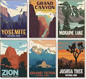 Offito 6 Pack Paint by Numbers Kit for Adults Beginners - 10x14 Inch National Park Adult Paint by... | Amazon (US)