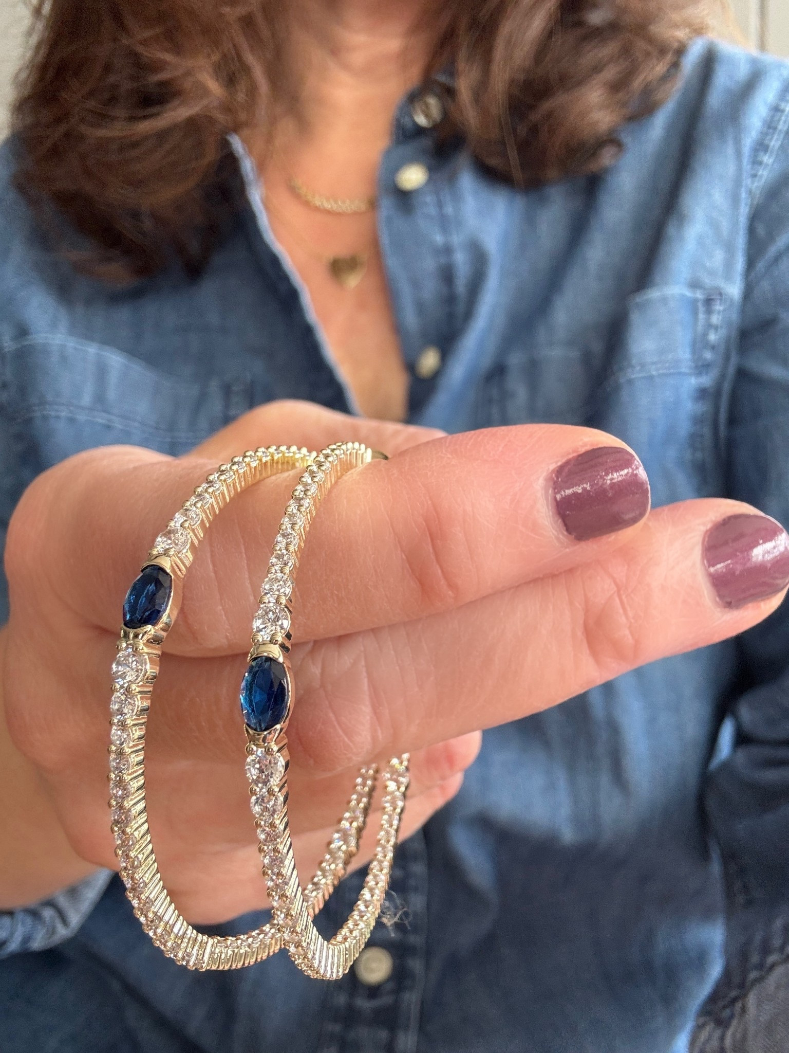 Gorgeous 2” inch hoop earrings!  In sapphire 

#LTKHoliday #LTKGiftGuide #LTKWedding