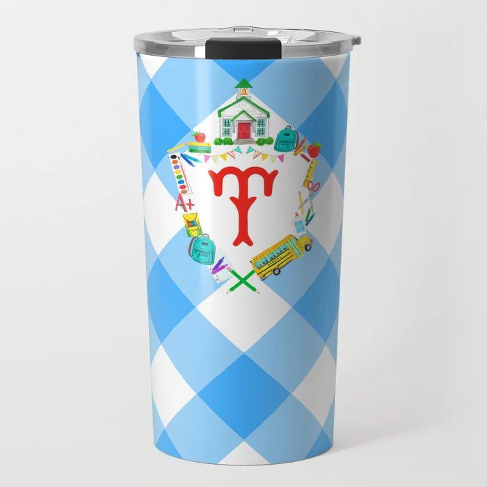 Back to School Personalized Custom Crest Travel Tumbler | Taylor Beach Design