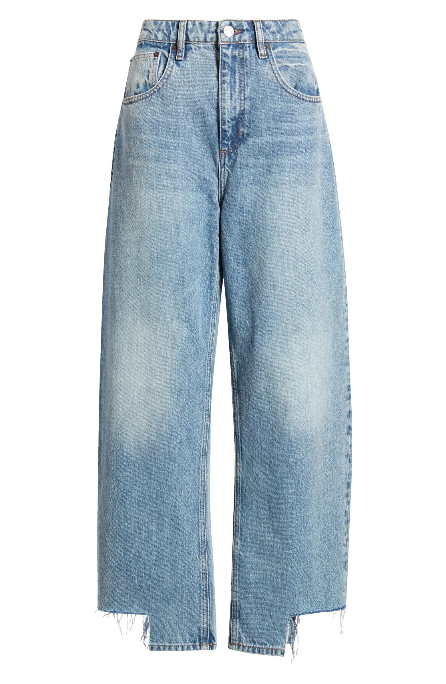 FRAME Fray Step Hem Barrel Leg Jeans | Nordstrom | Nordstrom