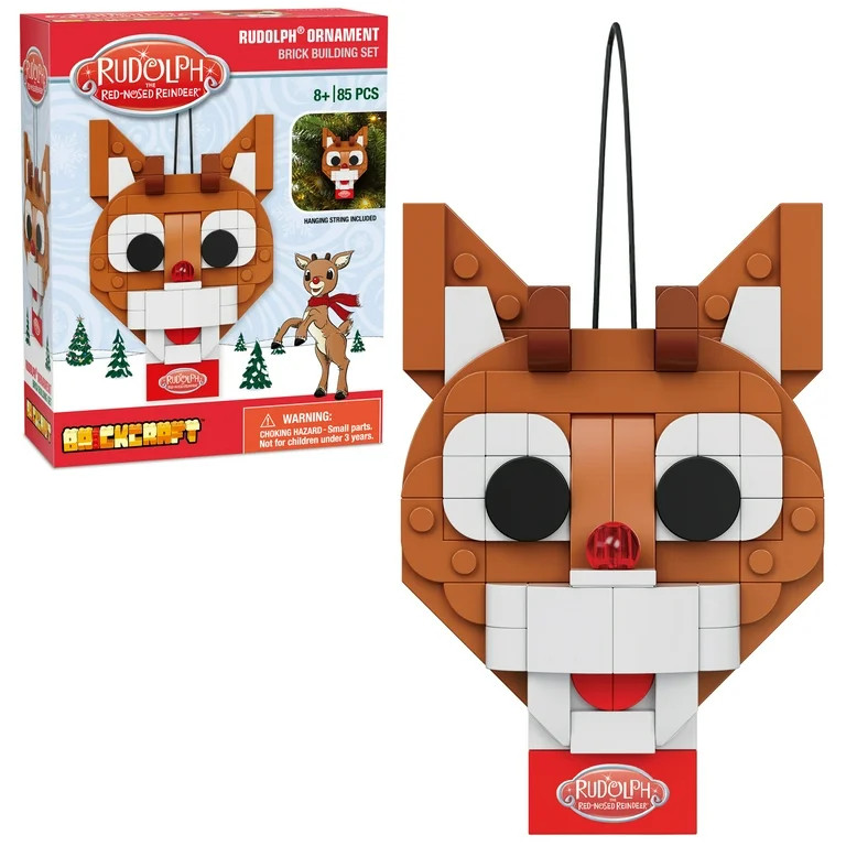 Brickcraft Rudolph Ornament Brick Building Kit (85-Plastic Piece Set), Hanging Christmas Décor, ... | Walmart (US)