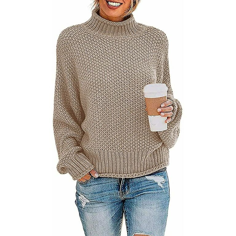 Fantaslook Sweaters for Women Turtleneck Batwing Sleeve Oversized Chunky Knitted Pullover Sweater... | Walmart (US)