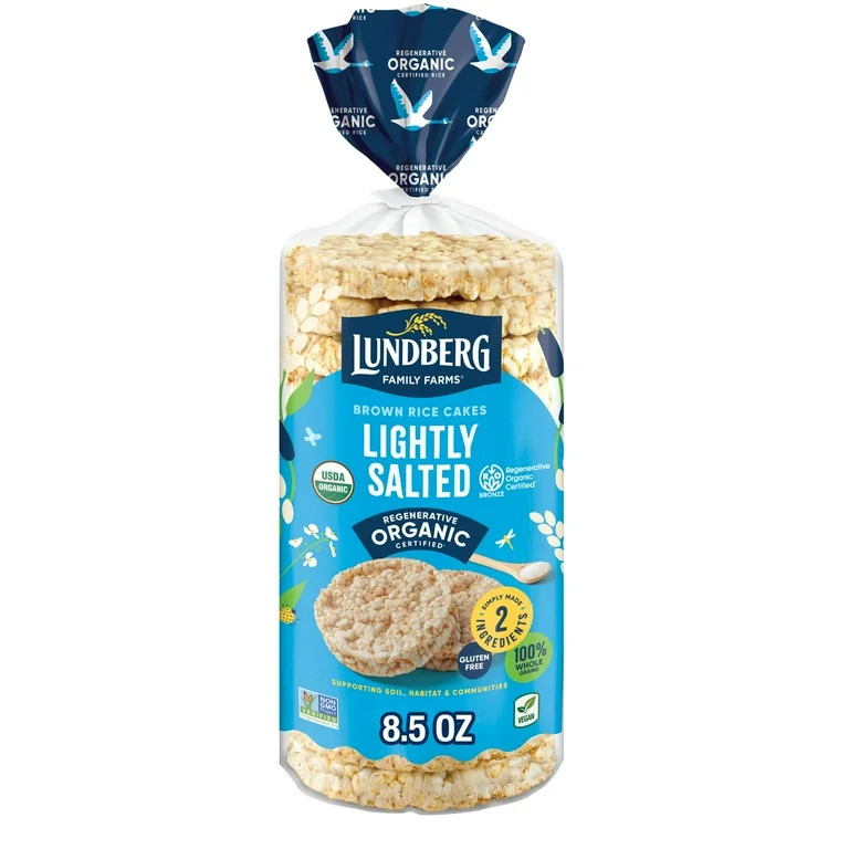 Lundberg Organic Brown Rice Cakes, Lightly Salted, Vegan, Gluten-Free, 8.5 Ounces | Walmart (US)