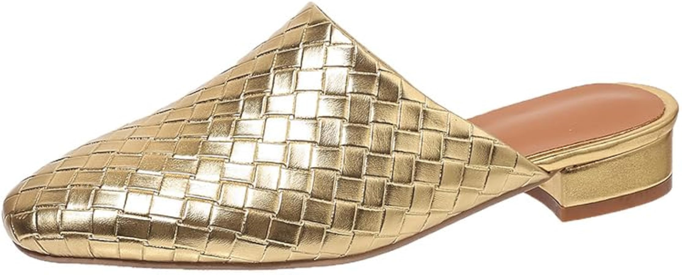 Elbslutt Mules for Woman Flats Weave Pattern Closed Toe Backless Mules Low Block Heel Dress Shoes... | Amazon (US)