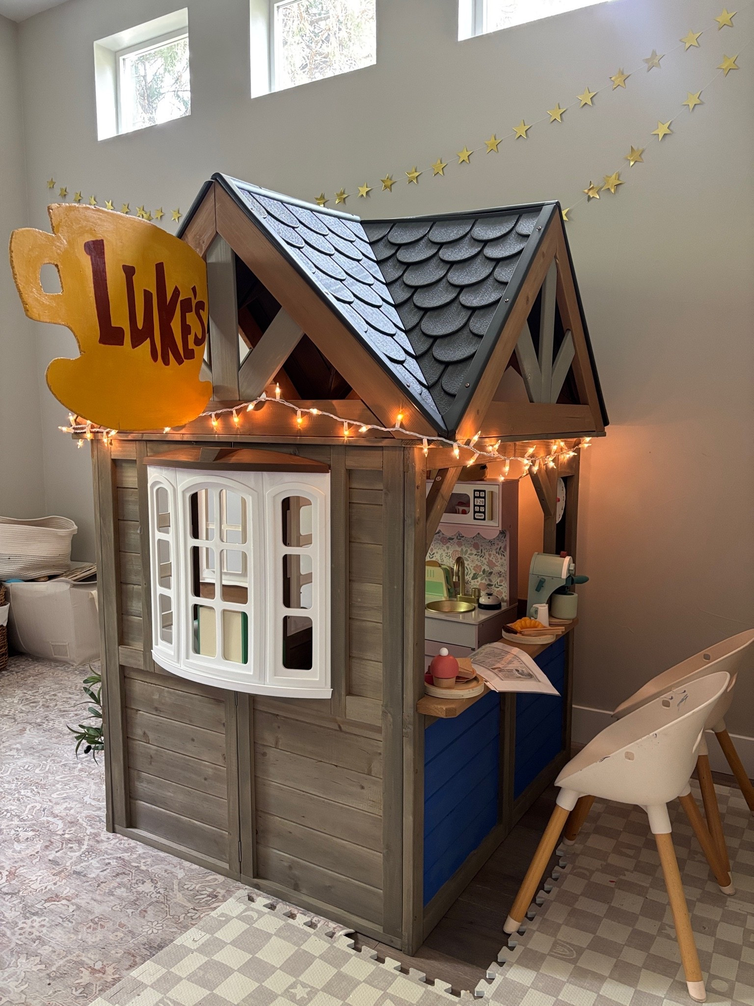 Turning a KidKraft playhouse into Luke’s Diner for my girls ☕️🍂✨

I’ve been wanting to bring a little Gilmore Girls + Stars Hollow magic into their play space, so we turned their playhouse into our very own Luke’s Diner. 🥹🤎

And of course, we had to add a personal touch—one side of the sign says Lulu, our cat’s name, just like the real diner sign. 🐈☕️

The sweetest part of DIYing childhood magic is getting to create little spaces they’ll remember forever. 🍂

#GilmoreGirls #LukesDiner #GilmoreGirlsDIY #DIYPlayhouse #KidsPlayhouse

#LTKmomlife #LTKSeasonal #LTKHome