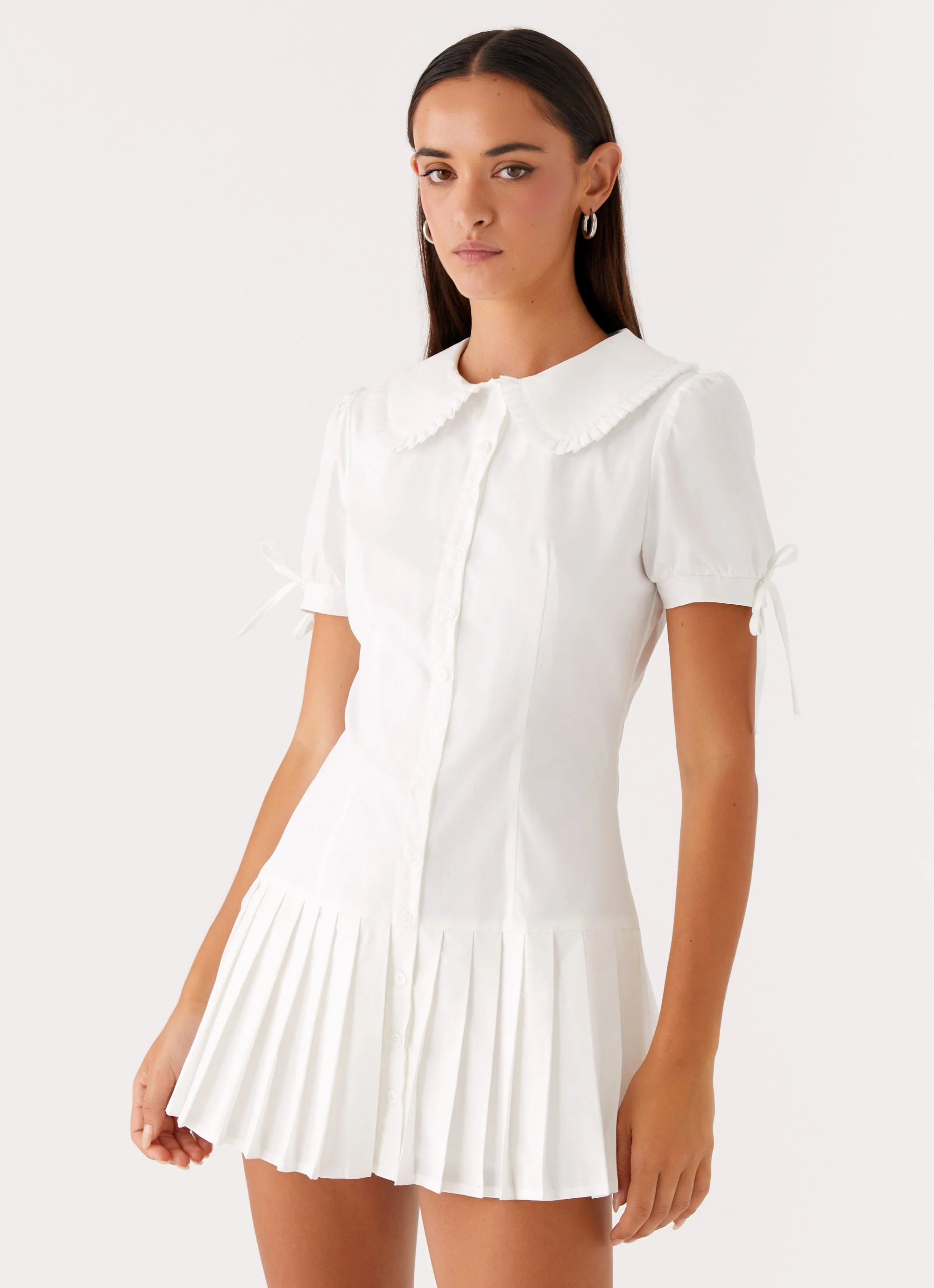 To Us Pleated Mini Dress - White | Peppermayo (Global)