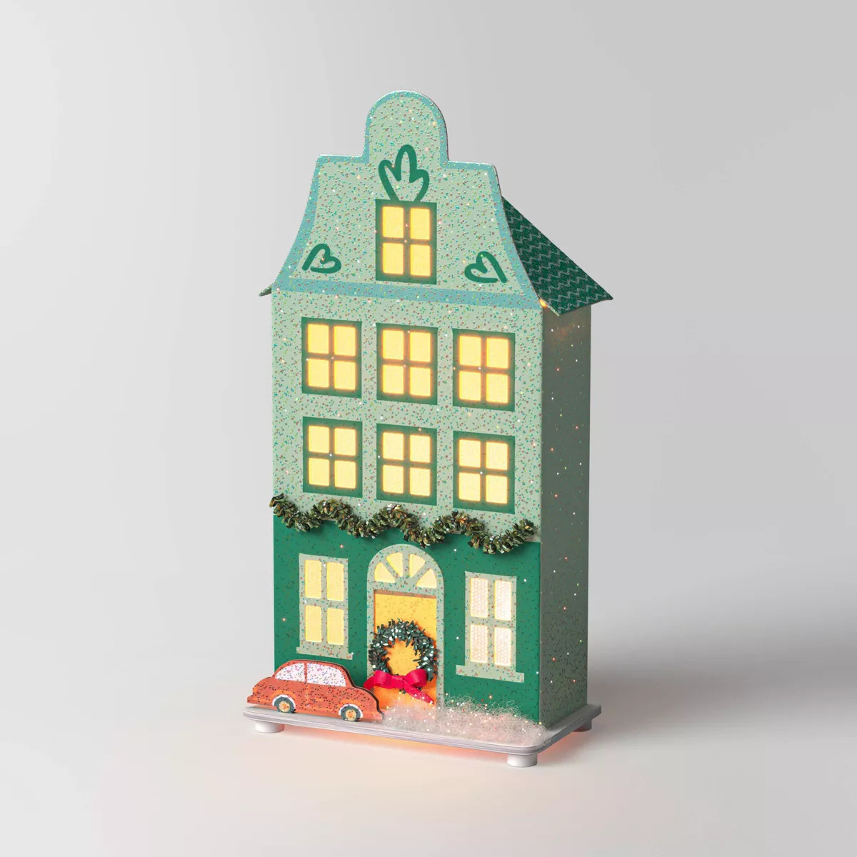Lit LED Paper House Christmas Village Building - Wondershop™ Green | Target