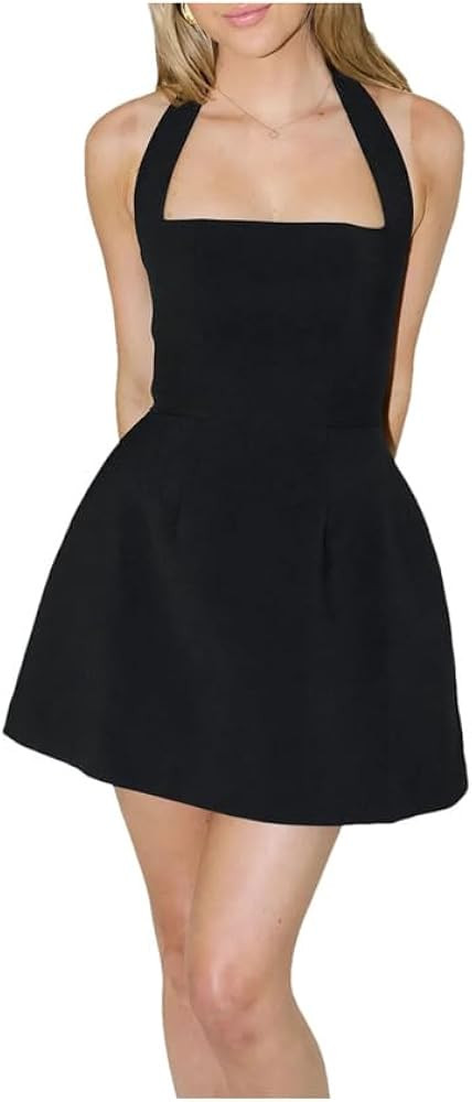 Fashion Short Dress Party Dresses Women Slash Neck Backless A-Line Mini Dress | Amazon (US)