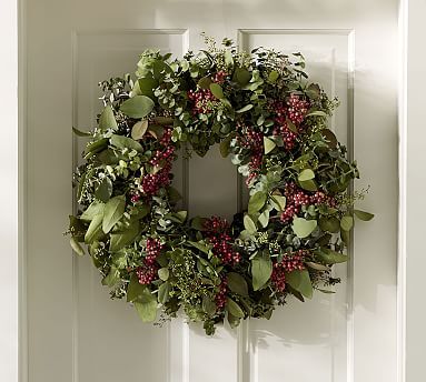 Fresh Holiday Eucalyptus & Berry Wreath | Pottery Barn (US)