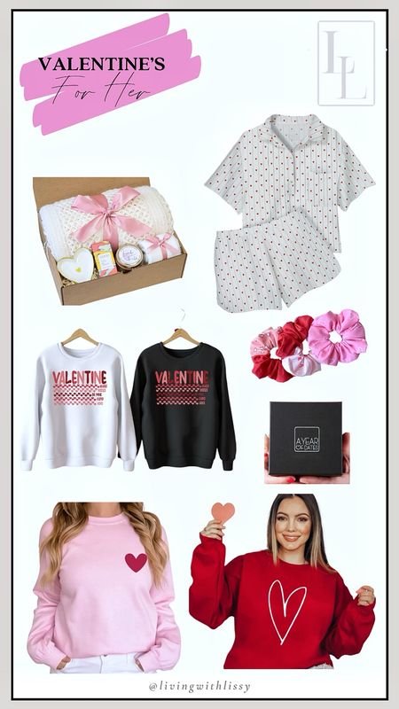 Valentine’s Day for her, gift for wife, gift for her, gift for girlfriend, self care, spa gift, heart pyjamas, Valentine’s pyjamas, lounge wear, spa gift box, valentine sweater, date ideas, valentine’s scrunchies, Valentine’s hair accessory, Valentine’s sweatshirt

#LTKSeasonal #LTKGiftGuide #LTKfindsunder100