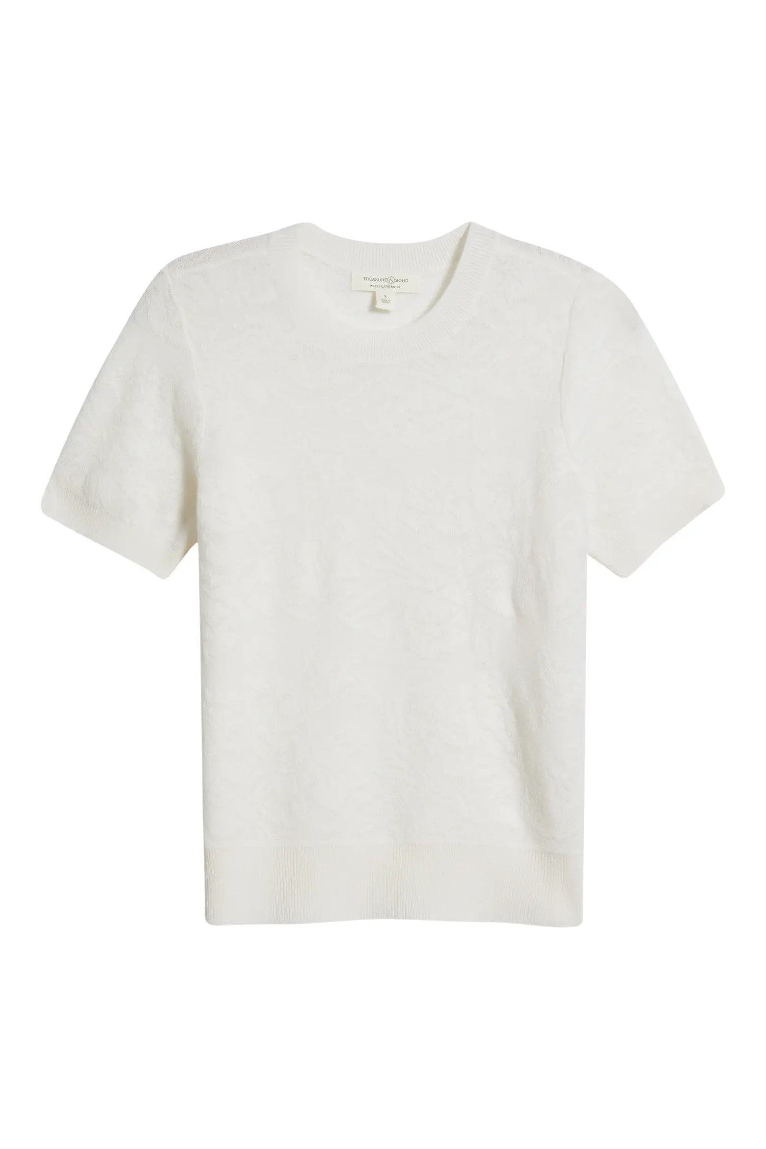 Floral Jacquard Short Sleeve Wool & Cashmere Sweater (Women) | Nordstrom | Nordstrom