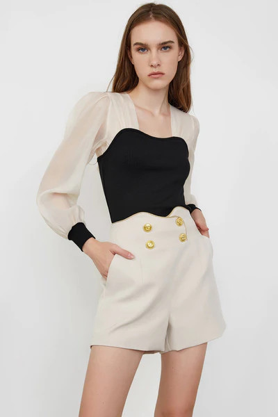 Emmalee Black Puff Sleeve Blouse | J.ING