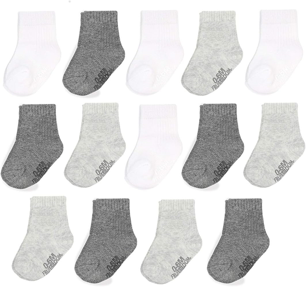 Fruit of the Loom Baby 14-Pack Grow & Fit Flex Zones Cotton Stretch Socks - Unisex, Girls, Boys | Amazon (US)