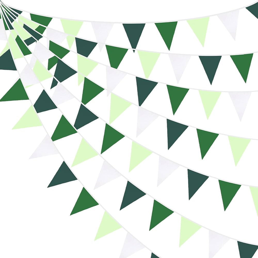 32Ft Gradient Green Banner Party Decorations Green Triangle Flag Fabric Banner Pennant Bunting Ga... | Amazon (US)