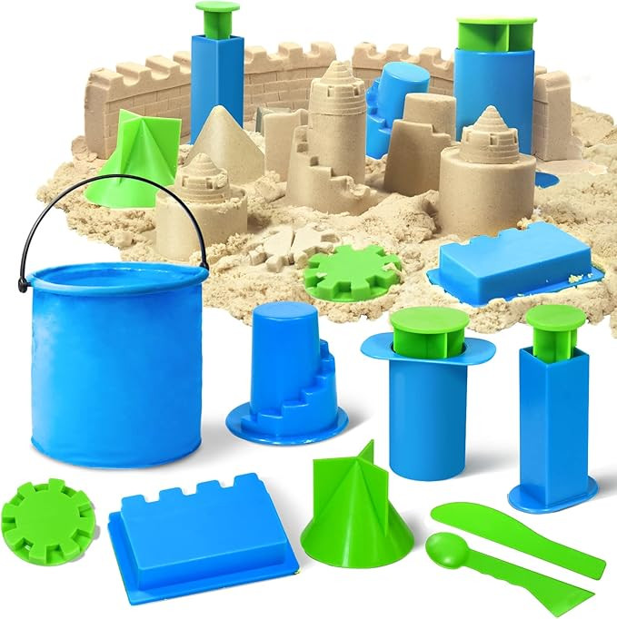 Beach Toys-Sand Brick Maker and Castle Set Compatible with Kinetic Sand.Sand Castle Making Tools ... | Amazon (US)