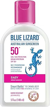 Blue Lizard Baby Mineral Sunscreen with Zinc Oxide, Water Resistant, UVA/UVB Protection with Smar... | Amazon (US)