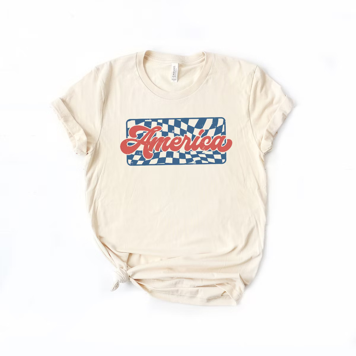 Simply Sage Market Women's Checkered America Short Sleeve Graphic Tee | Target