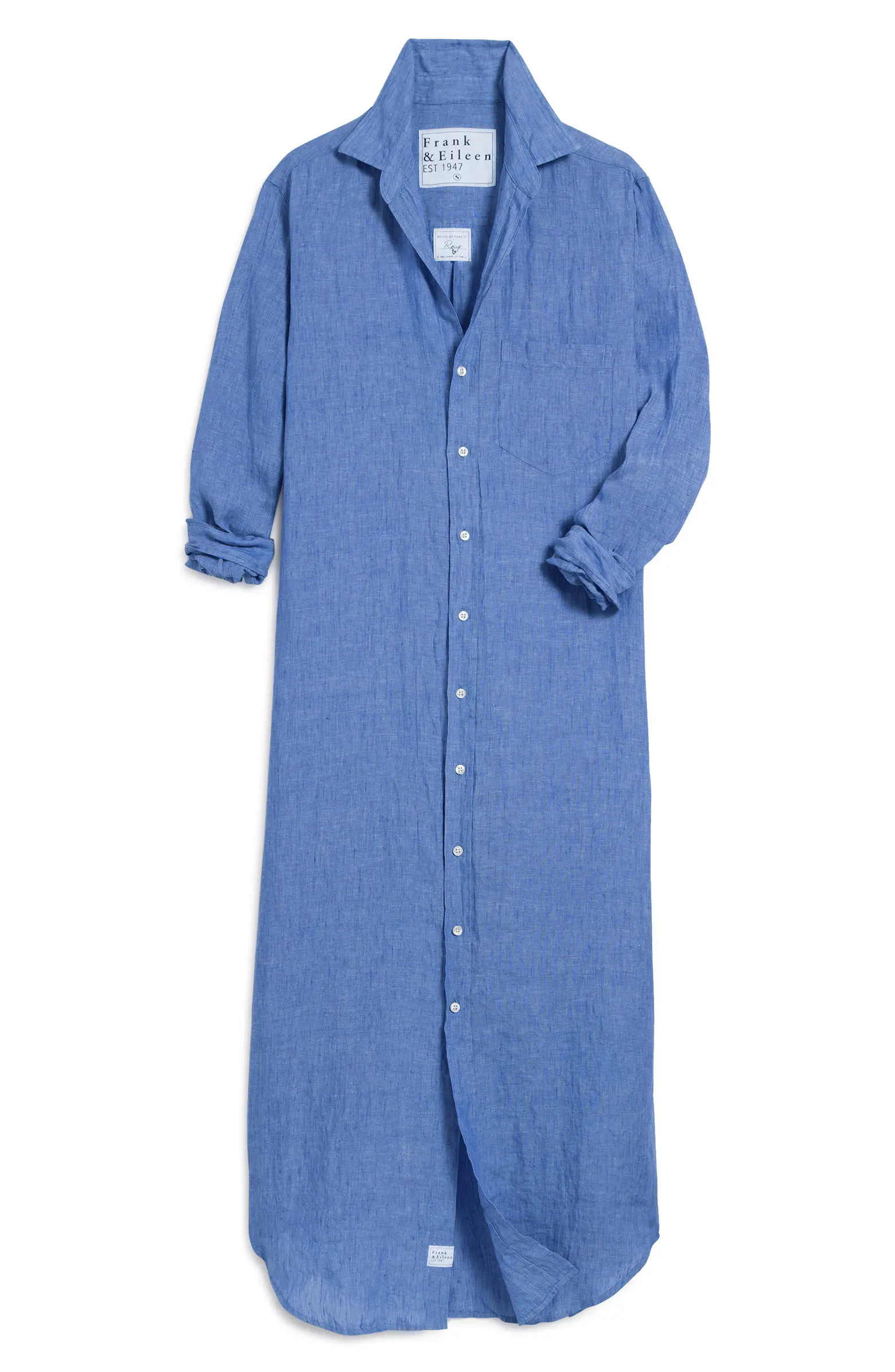 Long Sleeve Linen Midi Shirtdress | Nordstrom
