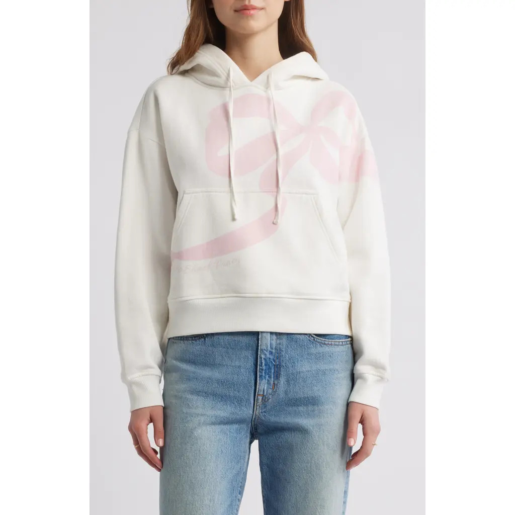 LoveShackFancy Brunella Cotton Hoodie in Rose White at Nordstrom, Size Small | Nordstrom