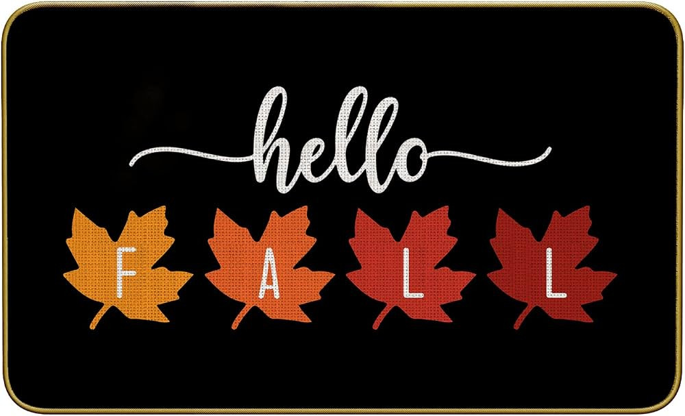 Mingnei Fall Door Mat,Fall Welcome Mat,Hello Fall Maple Leaf Kitchen Home Doormat Door Mat,Fall A... | Amazon (US)
