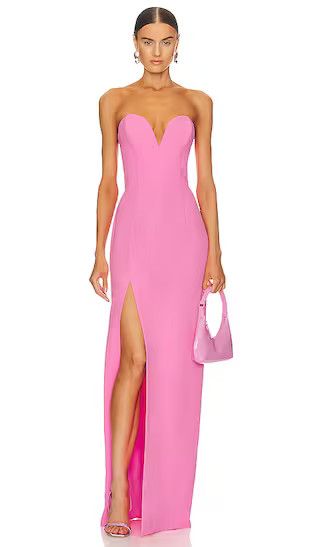 x REVOLVE Cherri Gown in Shocking Pink Gown Long Pink Dress Pink Bridesmaid Dress Pink Formal Dress | Revolve Clothing (Global)