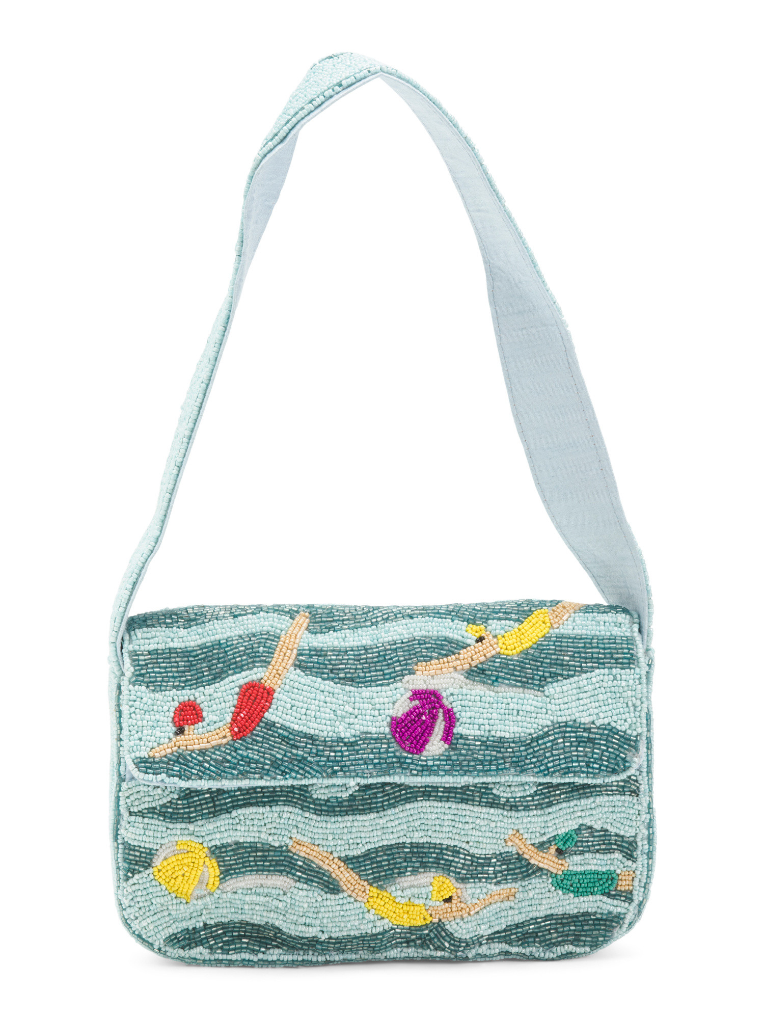 Swimmers With Beach Ball All Over Hand Beaded Shoulder Bag | Handbags | Marshalls | Marshalls