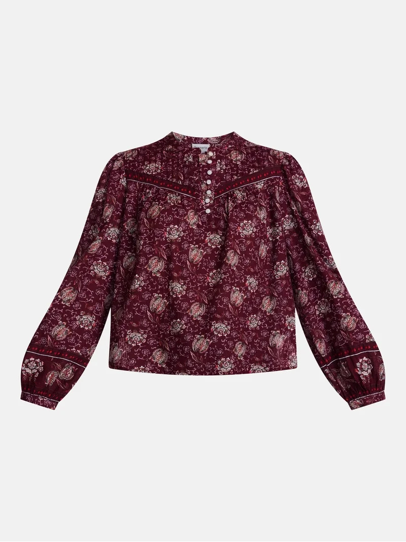 Scenario Women's and Women's Plus Quilted Detail Long Sleeve Top, Sizes XS-4X | Walmart (US)