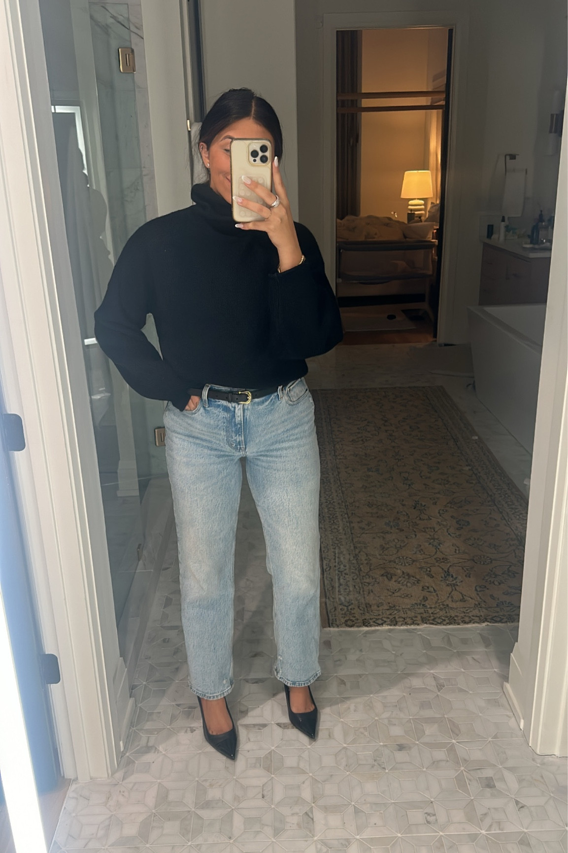 Classic black turtleneck sweater for $34 from Walmart! 

Sweater: medium 
Jeans: 28

#LTKstyletip #LTKfindsunder50