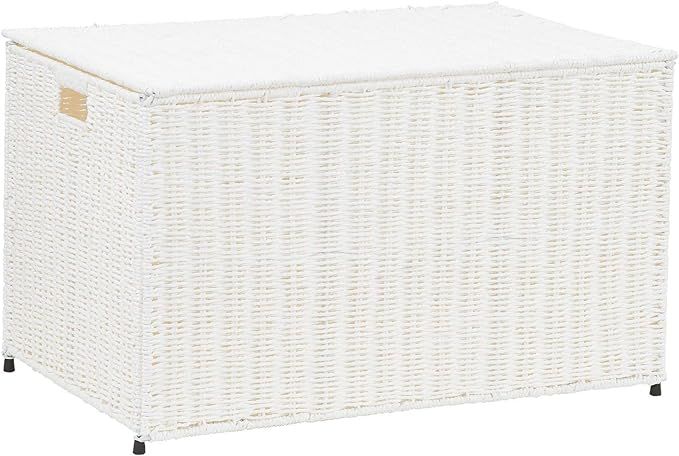 Household Essentials White ML-7165 Decorative Wicker Chest with Lid for Storage and Organization ... | Amazon (US)