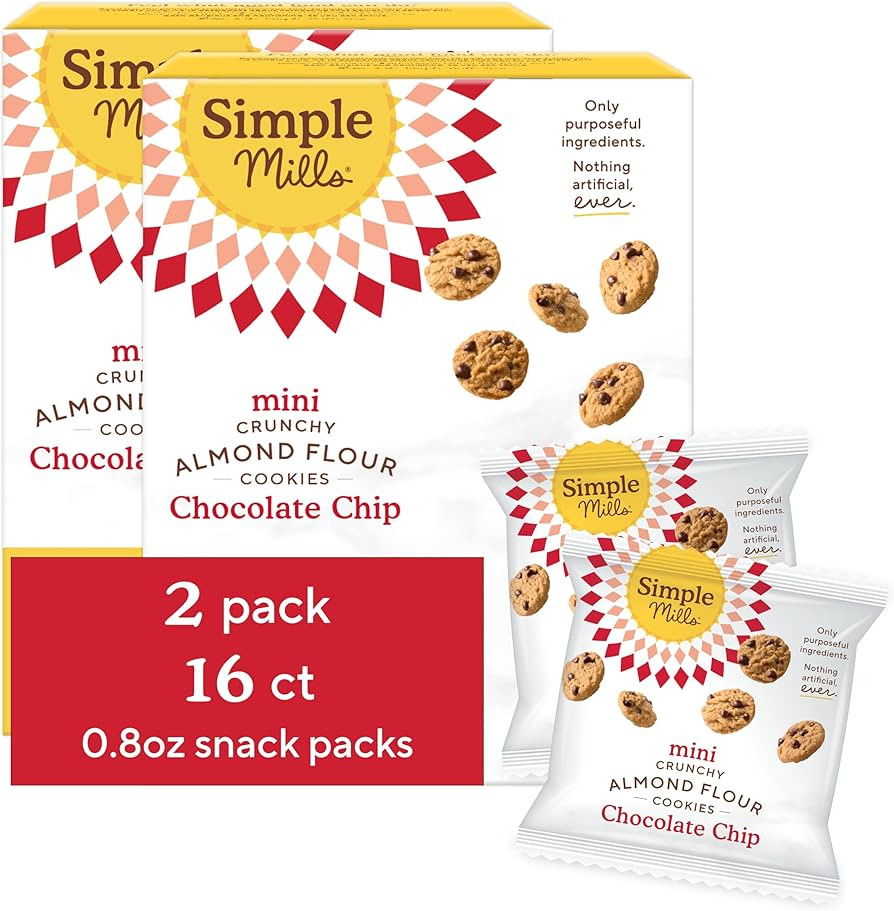 Simple Mills Almond Flour Mini Chocolate Chip Cookie Snack Packs, Healthy Halloween Snacks for Ki... | Amazon (US)