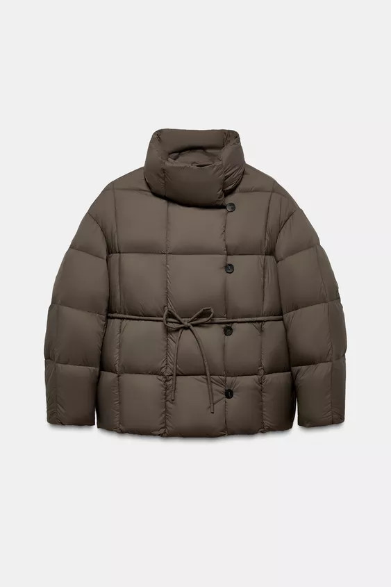 SHORT BELTED PUFFER COAT ZW COLLECTION | Zara US